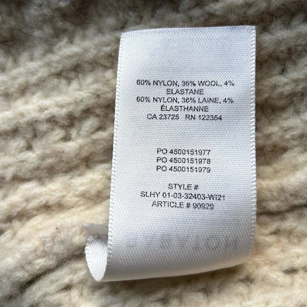 Aritzia Babaton Fisherman Sweater Cable Knit Chunky Oversized Cream XS Small 1